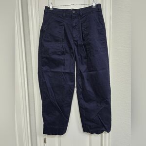 Navy Chino Barrel Pants